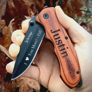 Engraved Pocket Knife for Boyfriend, Personalized Knife for Husband, Hunting Knife, Custom Knife, Boyfriend Gift, Husband Gift, Pocket Knife