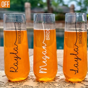 Bridesmaid Gifts for Bachelorette Party Favors, Bridesmaid Proposal Gifts, Champagne Flutes Wedding Champagne Glasses for Bridesmaids