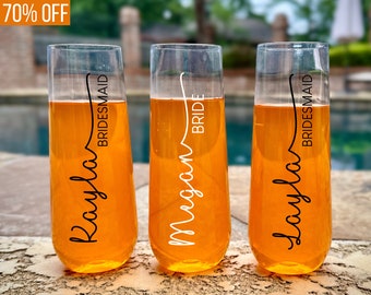 Bridesmaid Gifts for Bachelorette Party Favors, Bridesmaid Proposal Gifts, Champagne Flutes Wedding Champagne Glasses for Bridesmaids