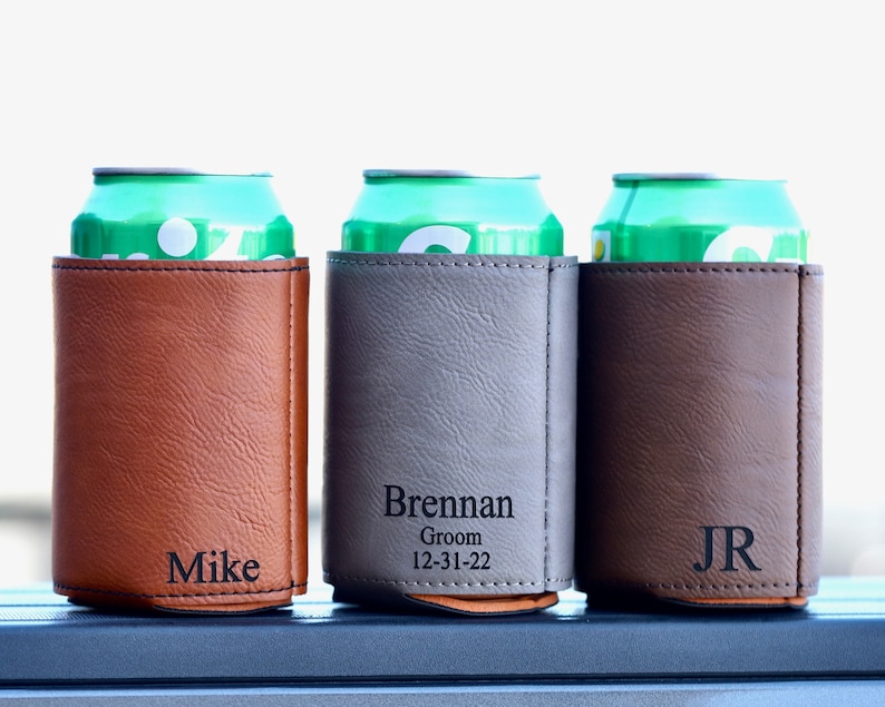 Groomsmen Can Cooler Holder, Groomsmen Gifts Personalized, Engraved Can Cooler, Beer Can Holder, Groomsmen Proposal, Groomsman Gift Ideas image 3