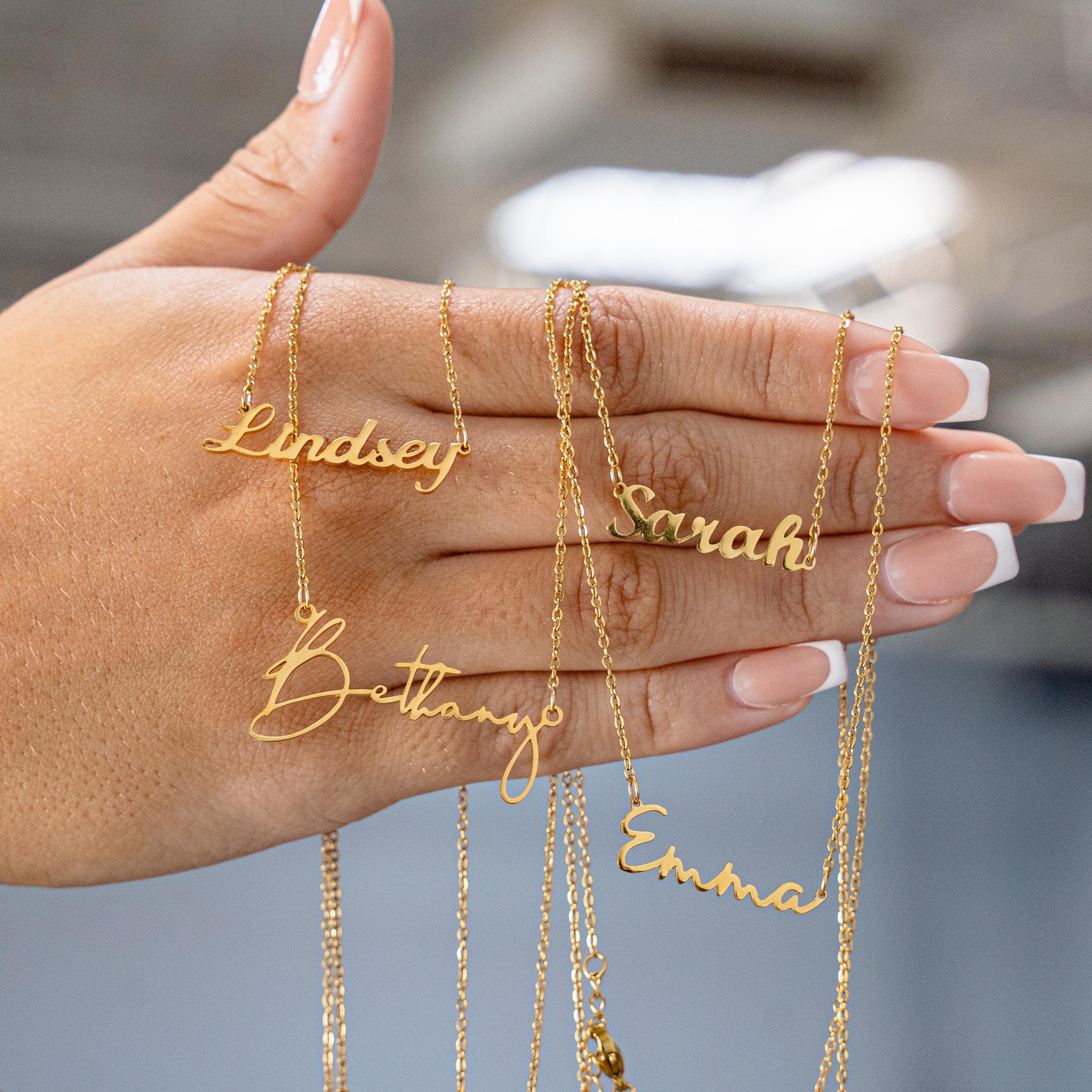 Sexymandala Name Necklace Personalized Gold Custom Name Plate Necklace Sterling Silver