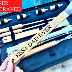 Gift for Dad, Personalized Grill Set, BBQ Grill Set, Mens BBQ, Grilling Tool Set, Mens Grill Gift, BBQ Gift Set, Spatula with Bottle Opener