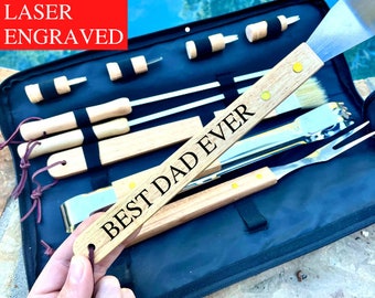 Gift for Dad, Personalized Grill Set, BBQ Grill Set, Mens BBQ, Grilling Tool Set, Mens Grill Gift, BBQ Gift Set, Spatula with Bottle Opener