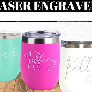 Engraved Stainless Wine Cup, Personalized Wine Tumbler with Lid