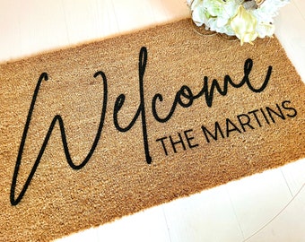 Custom Welcome Mat-Personalized Welcome Mat-Front Porch Mat-Welcome Mat with Name-Welcome Doormat-Welcome Door Mat-Family Name Welcome Mat