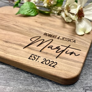 Charcuterie Board Personalized Serving Board with Handle Monogrammed Personalized Cheese Board Engagement Gift Bridal Shower Gift Newlywed image 2