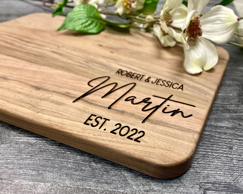 Charcuterie Board Personalized Serving Board with Handle Monogrammed Personalized Cheese Board Engagement Gift Bridal Shower Gift Newlywed image 2