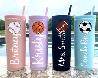 Personalized Sports Tumbler, Football Tumbler, Baseball Tumbler, Basketball Tumbler, Soccer Tumbler, Football Mom, Tumbler for Coaches Gifts