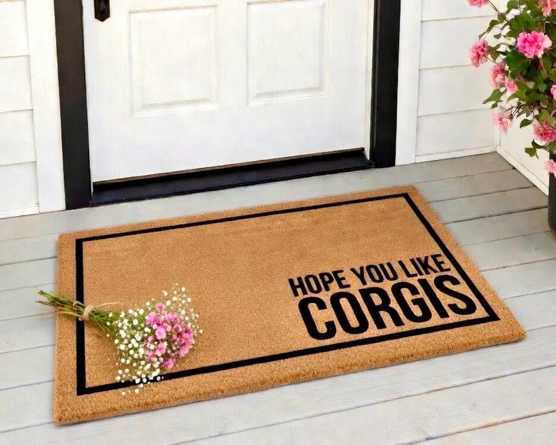 Hope You Like Corgis Doormat, Dog Doormat, Housewarming Gift, Corgi Doormat, Dog Door Mat, Pembroke Welsh Corgi, Dog Lover Gift, Corgi Owner image 1