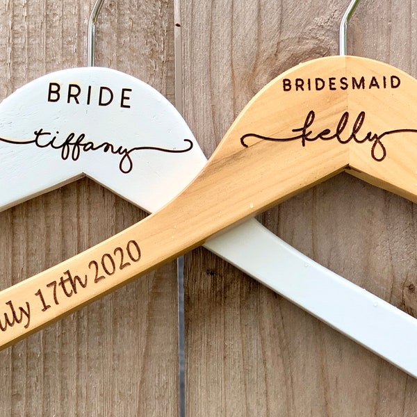 Custom Bridal Hanger, Personalized Bridesmaid Hangers, Bride Hanger for Wedding Dress, Hangers for Bridesmaids, Hangers for Wedding