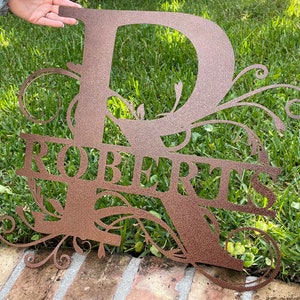 Personalized Family Name Metal Sign, Housewarming Gift, Metal Monogram Sign, Door Hanger, Last Name Sign, Metal Wall Art, Wedding Gift