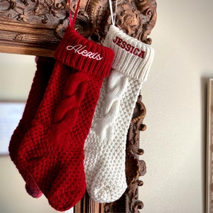 Christmas Stockings Personalized, Personalized Christmas Stockings, Monogrammed Christmas Stockings, Knit Christmas Stocking Embroidered