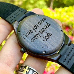 Engraved Wooden Watches for Men, Wood Watch, Mens Wood Watch, Personalized Watch, Custom Watch, Boyfriend Gift, Husband Gift, Gifts for Dad image 2