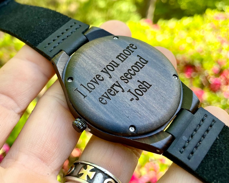 Engraved Wooden Watches for Men, Wood Watch, Mens Wood Watch, Personalized Watch, Custom Watch, Boyfriend Gift, Husband Gift, Gifts for Dad image 2