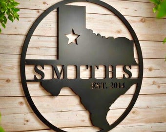 Family Name Sign Metal Texas Signs for Decor, Last Name Metal Sign Texas Metal Wall Art, Texas State Sign of Texas, Texas Star Metal Sign