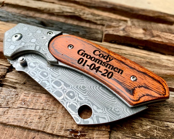 Groomsmen knives Groomsman Knife Groomsman gift Personalized Monogrammed Knife knives for groomsmen damascus groomsmen gifts