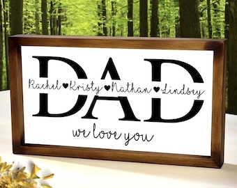 Personalized Fathers Day Gift, Dad Sign with Kids Names, Personalized Gifts for Dad from Daughter, Gift from Kids, Dad Wood Sign, Dad Gift