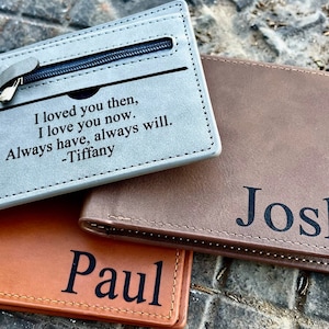 Cartera personalizada para marido, cartera grabada para marido, cartera para hombre, cartera de cuero, regalo para marido, regalo para novio, cartera para hombre