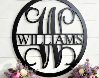 Last Name Metal Signs Personalized Metal Sign Custom Last Name Sign Family Name Sign Metal Wall Art Split Monogram Personalized Wedding Gift