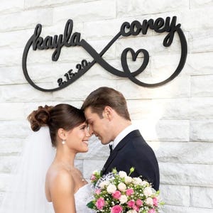 Personalized Wedding Gift for Couple, Infinity Sign with Names and Date, Wedding Date Sign, Engagement Announcement Sign, Anniversary Gift image 2