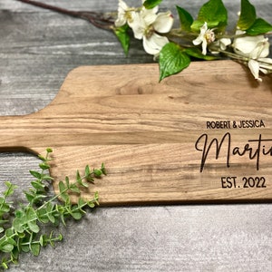 Charcuterie Board Personalized Serving Board with Handle Monogrammed Personalized Cheese Board Engagement Gift Bridal Shower Gift Newlywed image 4