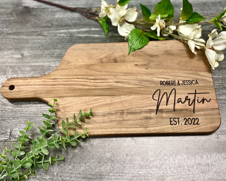 Charcuterie Board Personalized Serving Board with Handle Monogrammed Personalized Cheese Board Engagement Gift Bridal Shower Gift Newlywed image 4