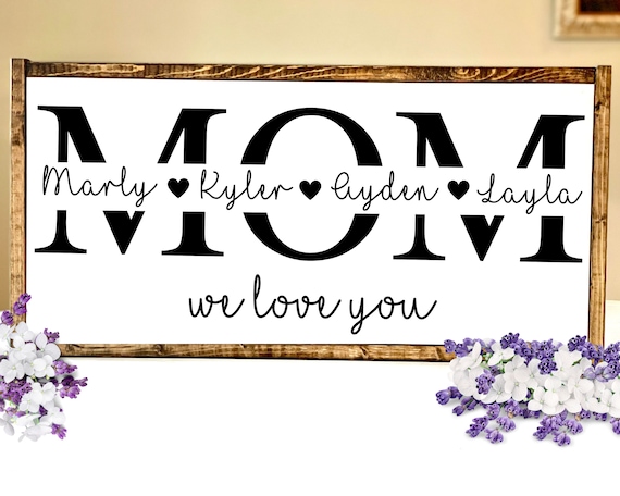 Christmas Gifts for Mom With Kids Names Signs for Mom Wood Sign  Personalized Gift for Mom Birthday Gift Mothers Day Gift From Kids to Mom 