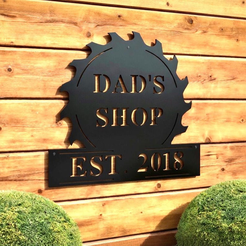 Personalized Fathers Day Sign for Dad, Dads Workshop Sign,Personalized Fathers Day Gift for Dad, Garage Sign, Custom Metal Sign, Dad Gift bild 1