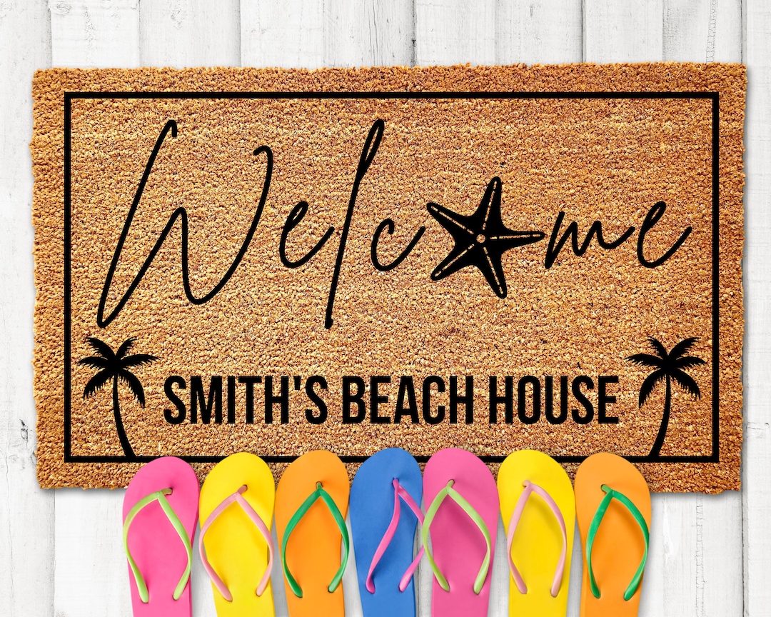 Personalized Beach Door Mat, Beach House Doormat, Beach Mat