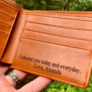 Cartera de cuero personalizada Cartera de hombre Carteras de cuero personalizadas para hombre Regalo para esposo Regalo para él Regalo personalizado para billetera de hombre