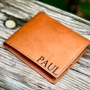 Billetera grabada, billetera personalizada, billetera para hombre, billetera de cuero, regalo para él, regalo de aniversario para hombre, regalo para papá, regalo para novio