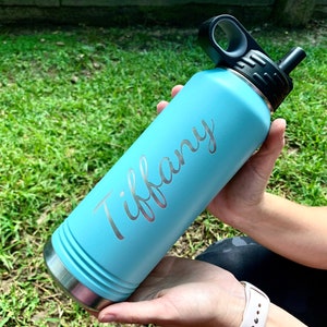 Personalized Water Bottle-Stainless Steel Water Bottle with Straw Lid-Custom Sports Water Bottle with Name-Engraved 32 oz Metal Water Bottle image 5