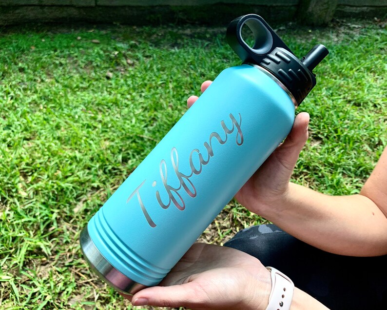 Personalized Water Bottle-Stainless Steel Water Bottle with Straw Lid-Custom Sports Water Bottle with Name-Engraved 32 oz Metal Water Bottle image 5