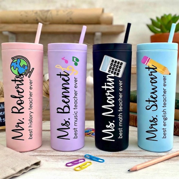 Personalized Teacher Tumbler, English Teacher Gifts, Science Teacher Gifts, Math Teacher Gift, History Teacher Gifts, Teacher Appreciation