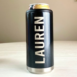 Custom Skinny Can Cooler, Personalized Skinny Can Cooler, Engraved Can Cooler, Slim Can Cooler, Stainless Steel Can Cooler, Bridesmaid Gifts image 2