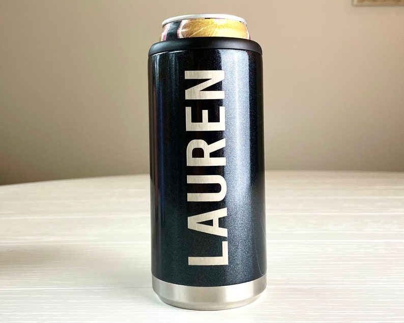 Custom Skinny Can Cooler, Personalized Skinny Can Cooler, Engraved Can Cooler, Slim Can Cooler, Stainless Steel Can Cooler, Bridesmaid Gifts image 2