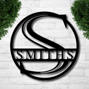 Personalized Family Name Metal Sign, Metal Monogram Sign, Last Name Sign, Door Hanger, Housewarming Gift, Wedding Gift, Metal Wall Art