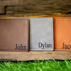 Billetera de cuero vegana Personalizada, billetera personalizada para hijo, billetera minimalista vegana, billetera plegable para hombres, regalo de hijo de mamá, billetera de hijo