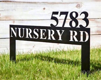 Lawn Address Sign, Custom Address Sign for Yard, Metal Address Sign with Stake, Address Sign, House Number Sign for Yard, Address Sign Lawn