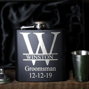 Groomsmen Flask Set, Groomsman Flask Gift Set, Personalized Flask, Groomsmen Proposal Gift, Flask with Funnel, Monogrammed Flask