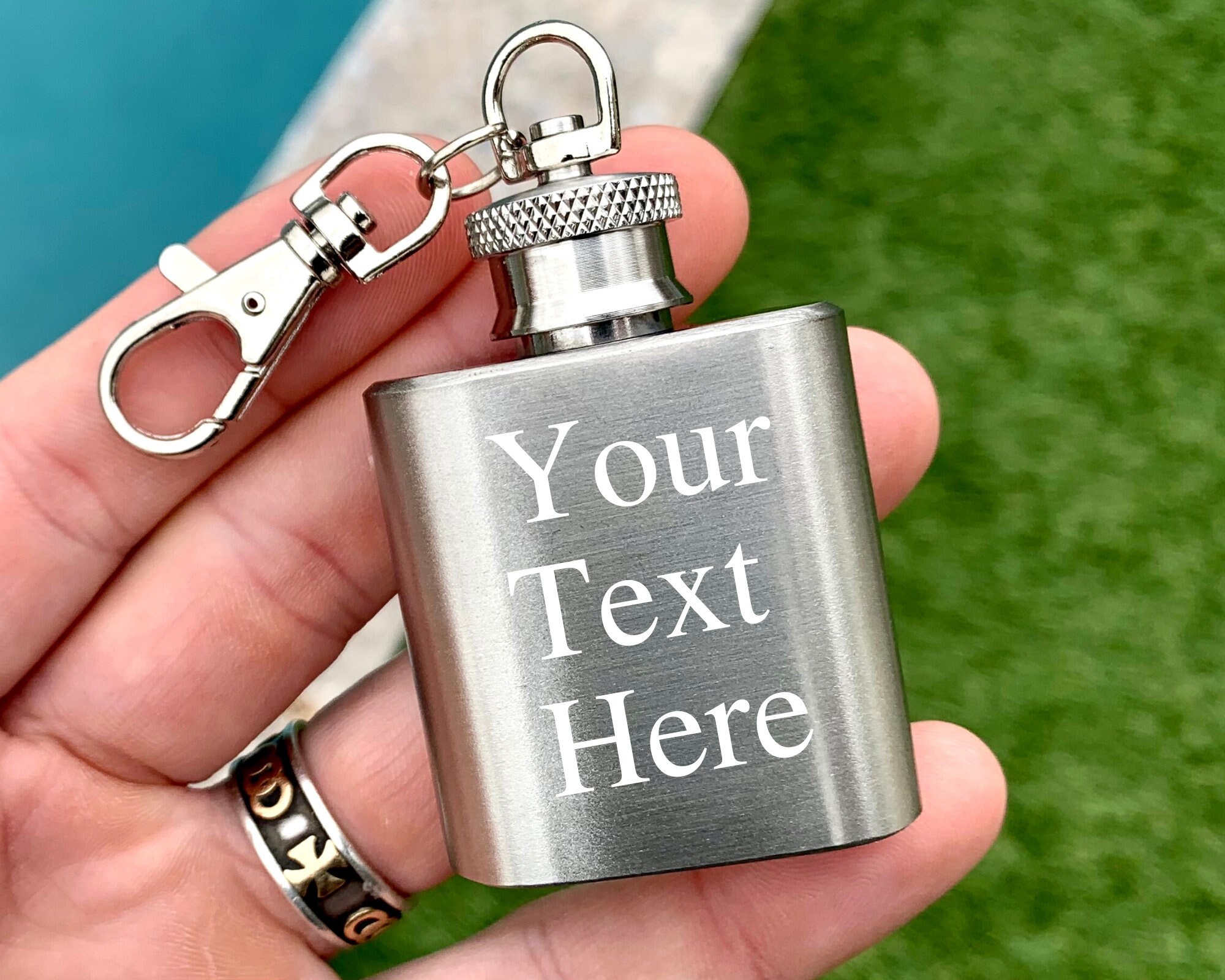 Custom Engraved Flask Keychain Personalized Flask Stainless