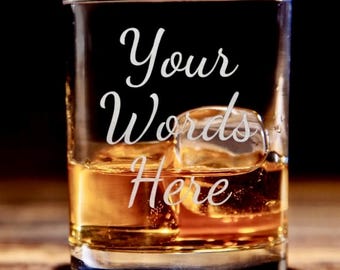 Custom Engraved Etched Personalized Double Rocks,Old Fashioned Whiskey Glass