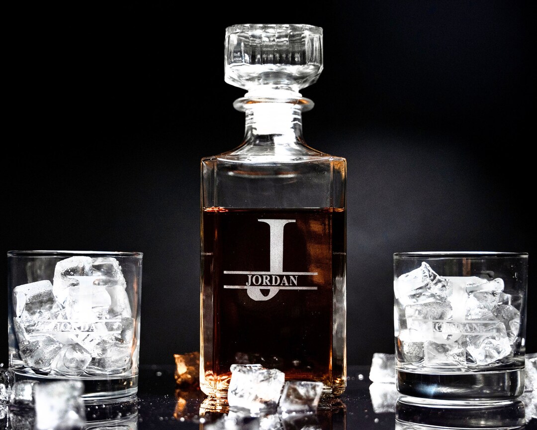 Whiskey Decanter and Rocks Glasses Set, Personalized Decanter Set ...
