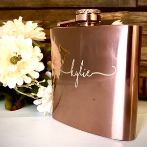 Personalized Women's Flask, Custom Flask for Women, Bridal Party Gift, Bridesmaid Gift, Rose Gold Flask, Bridesmaid Flask, Monogrammed Flask image 2