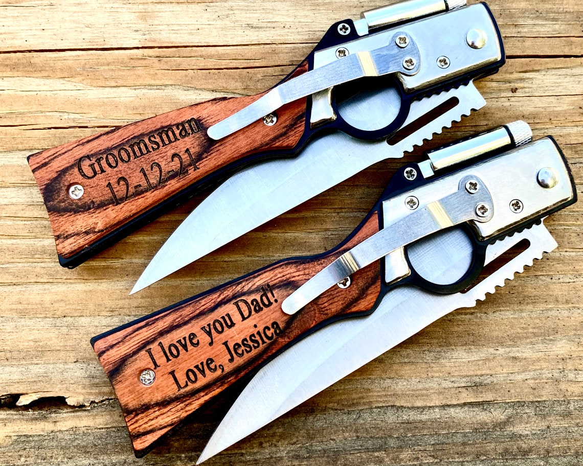 Groomsmen Gun Knife Gun Pocket Knife Personalized Knife Etsy