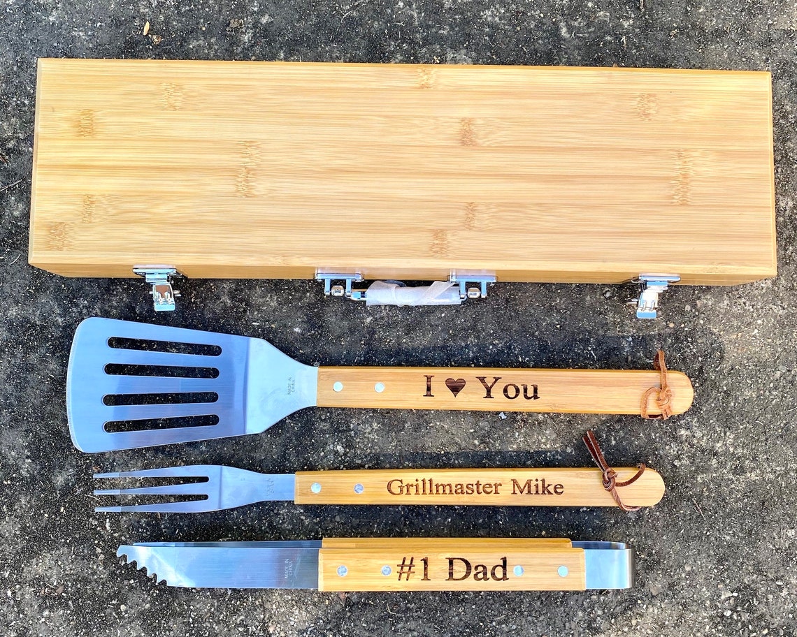 Personalized BBQ Grill Set Grilling Gifts for Men Etsy