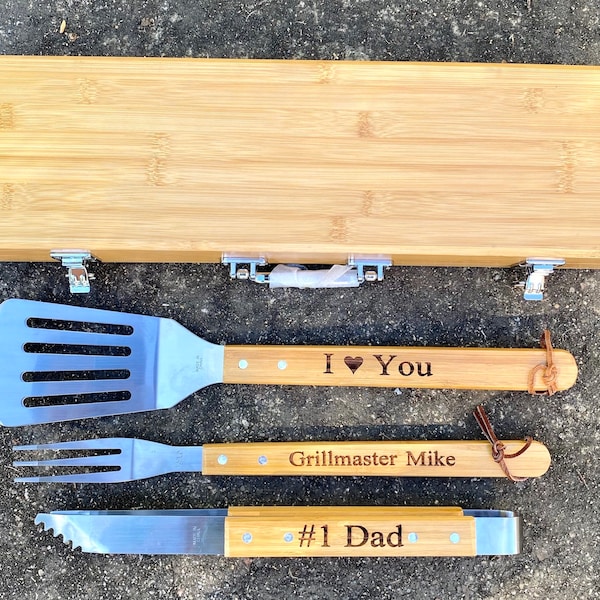 Personalized BBQ Grill Set, Grilling Gifts for Men, Personalized Grill Set, Grill Tool Set, Engraved Grill Set,Grill Tool Kit,Barbeque Gifts