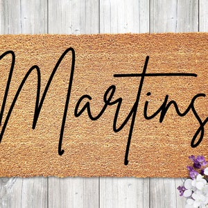 Personalized Doormat with Family Name, Last Name Custom Door Mat, Welcome Mat, Housewarming Gift, New Home Gift, Welcome Mat, Realtor Gift image 2