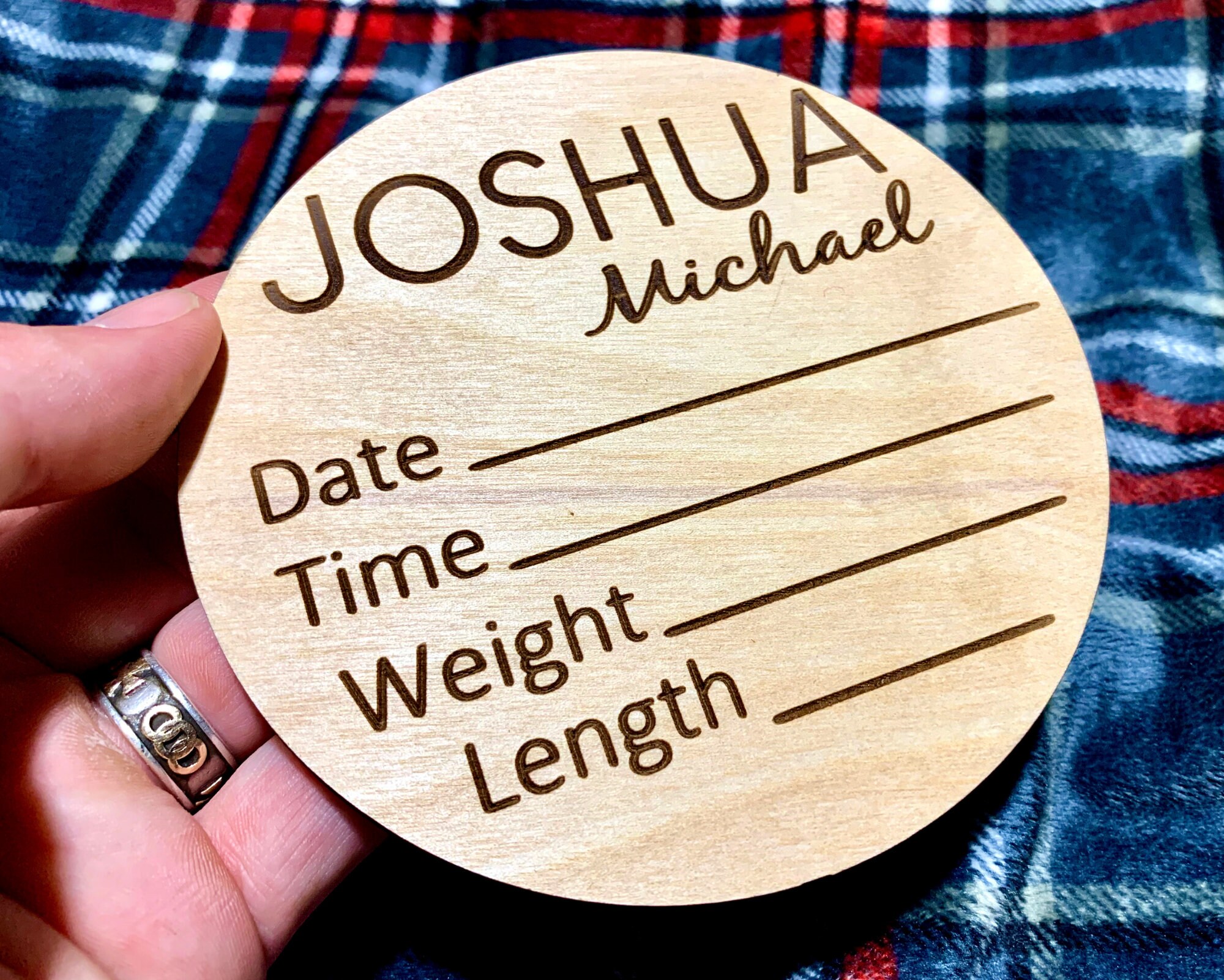Newborn Baby Stats Sign, Birth Announcement Sign, Wooden Sign, Round ...