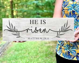 He Is Risen Sign, Easter Home Decor Sign, Easter Wall Decor, Easter Sign, Wood Signs, Farmhouse Wood Sign, Easter Decor, Spring Decor,Easter